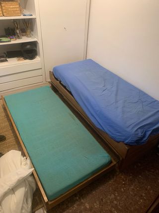 Cama nido madera maciza 190x90, colchon 190x80