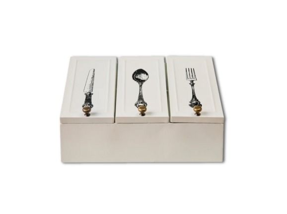 Porta posate bianco con disegni