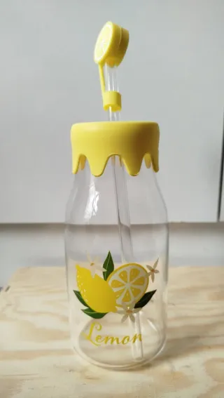 Borraccia trasparente con decorazione limoni
