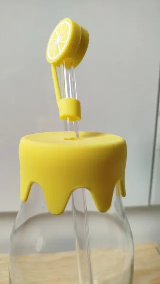 Borraccia trasparente con decorazione limoni