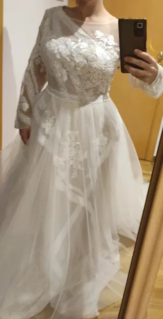 Vestido de Novia Encaje Manga Larga