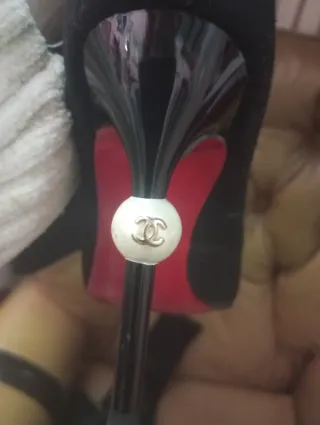 Botas altas Chanel terciopelo negras