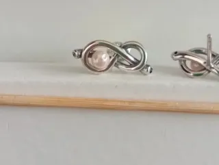 Pendientes Nudo Infinito Perla Rosa Plata
