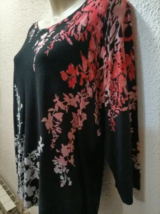 Jersey mujer flores negro y rosa