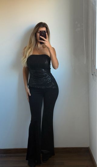 Top lentejuelas negro fiesta