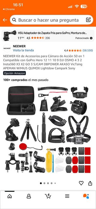 Kit Accesorios Neewer 50-en-1 GoPro