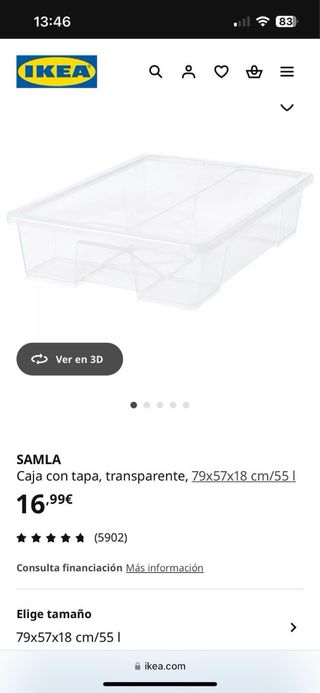 Caja de plástico transparente Ikea