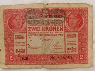 Banconote antiche 2 Korona 1917