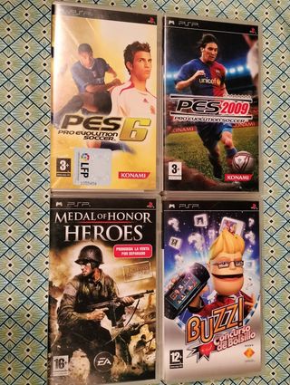 Lote 4 Juegos PSP: PES 6, PES 2009, MOH, Buzz!