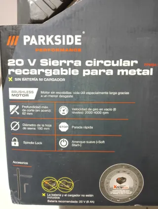 Sierra Circular Parkside 20V para Metal