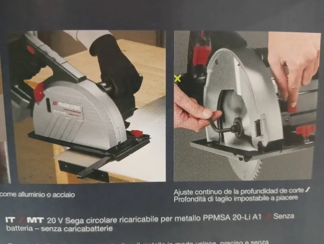 Sierra Circular Parkside 20V per Metallo