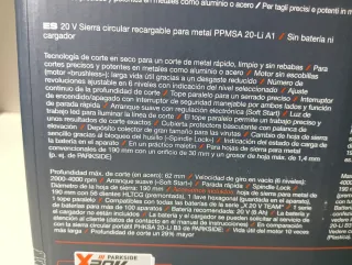 Sierra Circular Parkside 20V para Metal