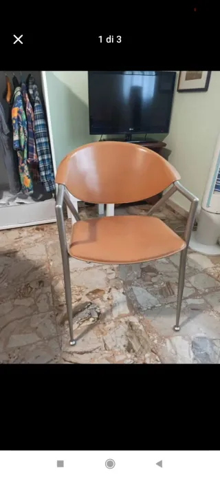 Sedia Calligaris in pelle e metallo