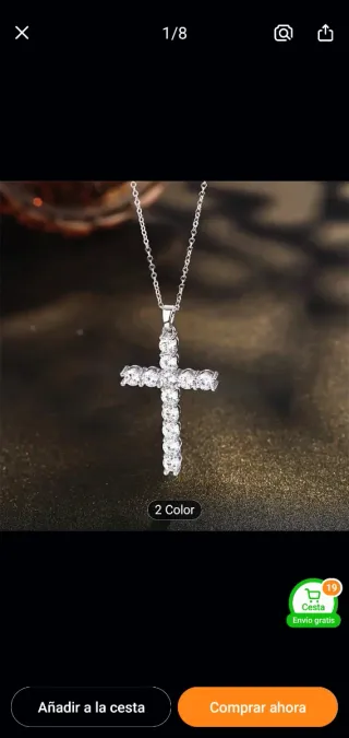 Colgante Cruz Brillante Plata Nuevo