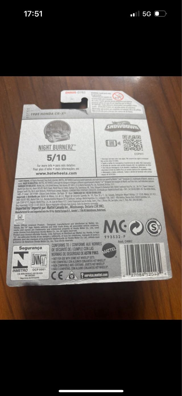 Hot Wheels 1985 Honda CRX Rojo