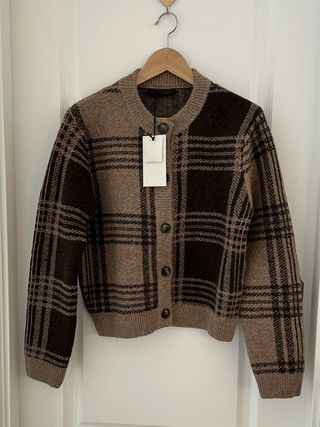 Jersey Zara Cuadros Beige y Marrón