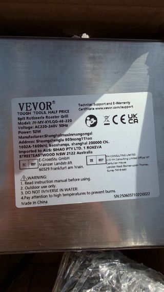 Asador Rotativo Vevor Acero Inoxidable