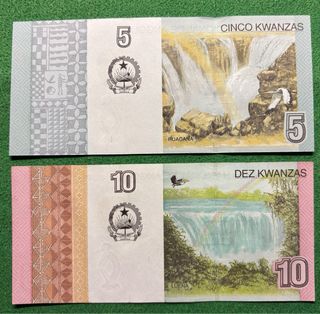 Banconote Angola 5 e 10 Lire