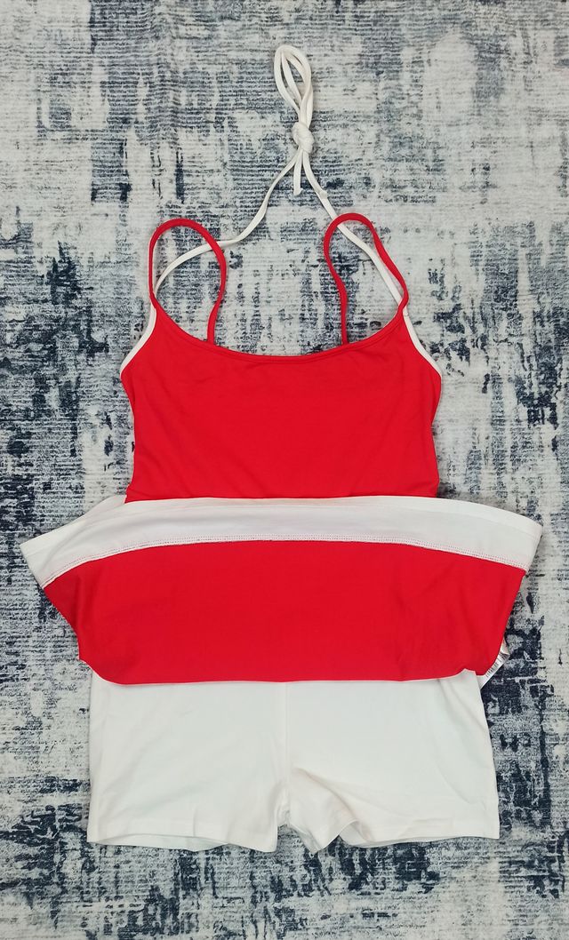 Vestido Rojo con Ribete Blanco Urban Classics