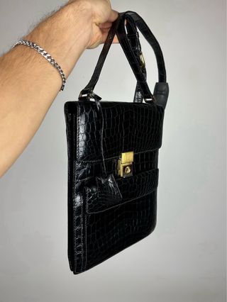 Borsa Gucci Coccodrillo Nera Oro
