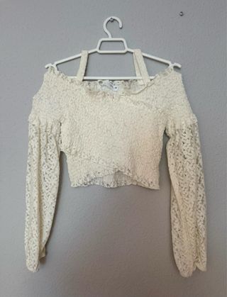 Blusa Zara Blanca Hombros Descubiertos