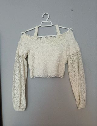 Blusa Zara Blanca Hombros Descubiertos