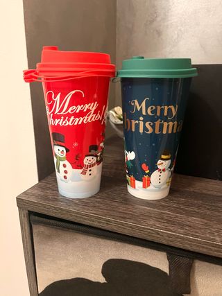 Set 2 Bicchieri Natale con Coperchio