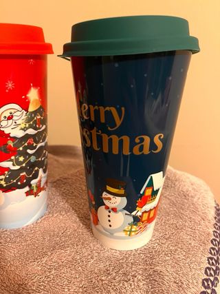 Set 2 Bicchieri Natale con Coperchio