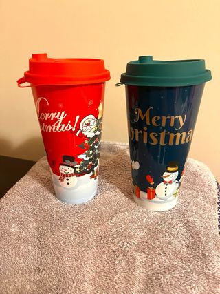 Set 2 Bicchieri Natale con Coperchio