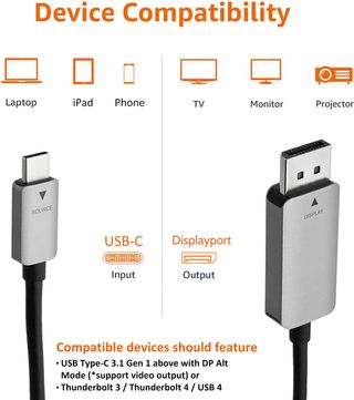 Amazon Basics Cable USB-C a DisplayPort de alumini