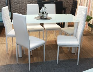 Comedor de 6 Sillas Blancas. Elegante y Económico!