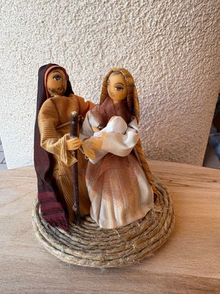 Presepe fatto a mano in tessuto e juta