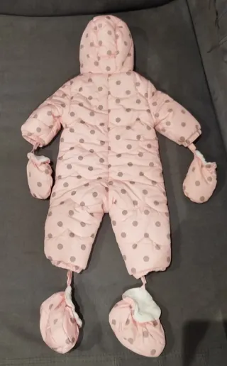 Buzo bebé niña invierno nieve lunares rosa