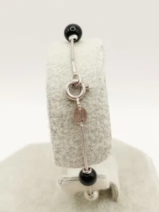 Bracciale donna argento perle bianche e onice