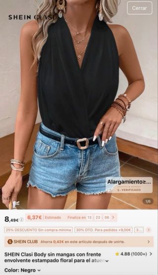 Body SHEIN negro talla M