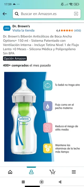 Biberón Dr. Brown's anticólicos 150ml