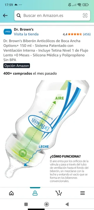 Biberón Dr. Brown's anticólicos 150ml