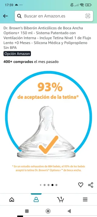 Biberón Dr. Brown's anticólicos 150ml