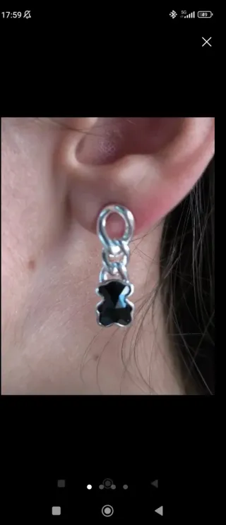 Pendientes Tous Oso Negro Plata y de aro Tous