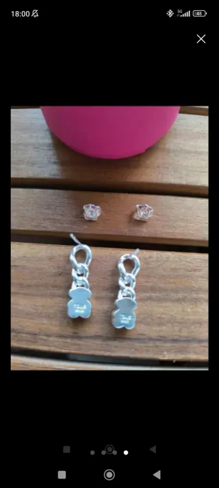 Pendientes Tous Oso Negro Plata y de aro Tous