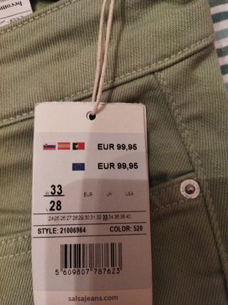 Pantalón Salsa Push Up Verde Oliva