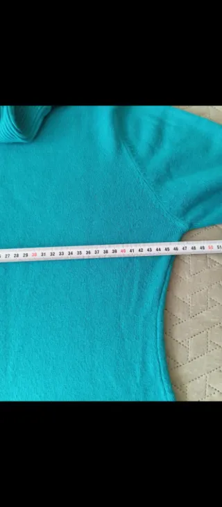 Jersey punto cuello alto mujer azul turquesa