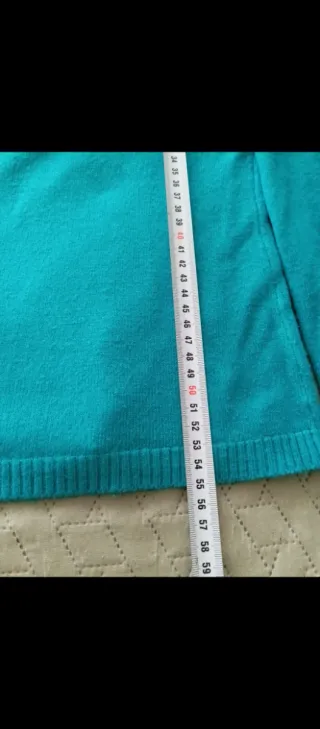 Jersey punto cuello alto mujer azul turquesa