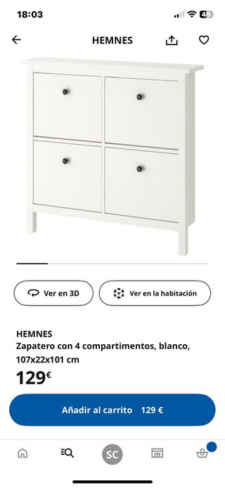 Zapatero Ikea Madera y Blanco