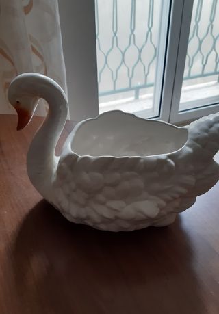 Vaso/fioriera vintage cigno ceramica