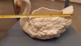 Vaso/fioriera vintage cigno ceramica