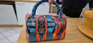 Borsa Bauletto fantasia blu e arancio