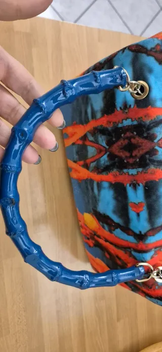 Borsa Bauletto fantasia blu e arancio