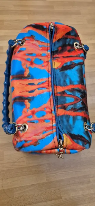 Borsa Bauletto fantasia blu e arancio