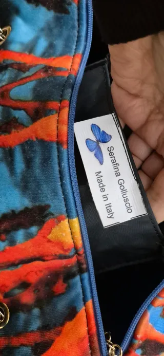 Borsa Bauletto fantasia blu e arancio